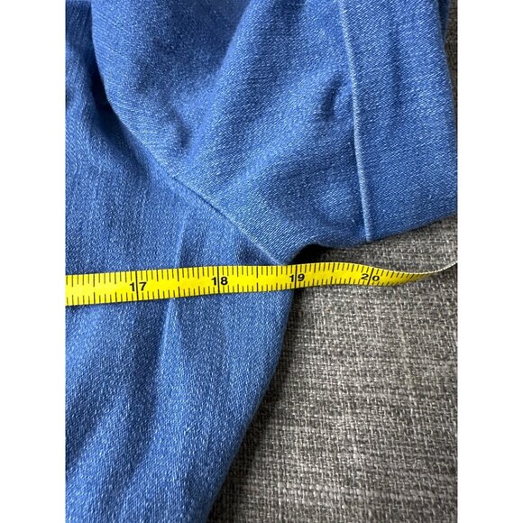 Haute Monde Blue Denim Jumpsuit Stretch Tie Waist Button Front Pockets Womens L - Picture 5 of 7